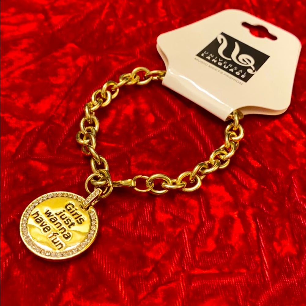 Universal Language Chain Link Charm Bracelet